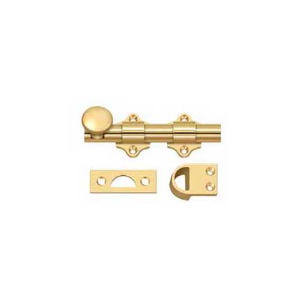 Deltana [DDB425CR003] Solid Brass Dutch Door Slide Bolt - Surface - Polished Brass (PVD) Finish - 4&quot; L