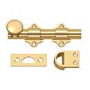 Deltana [DDB425CR003] Solid Brass Dutch Door Slide Bolt - Surface - Polished Brass (PVD) Finish - 4" L