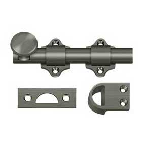 Deltana [DDB425U15A] Solid Brass Dutch Door Slide Bolt - Surface - Antique Nickel Finish - 4" L