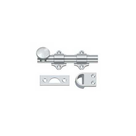 Deltana [DDB425U26] Solid Brass Dutch Door Slide Bolt - Surface - Polished Chrome Finish - 4&quot; L