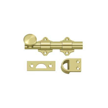 Deltana [DDB425U3-UNL] Solid Brass Dutch Door Slide Bolt - Surface - Polished Brass Unlacquered Finish - 4" L