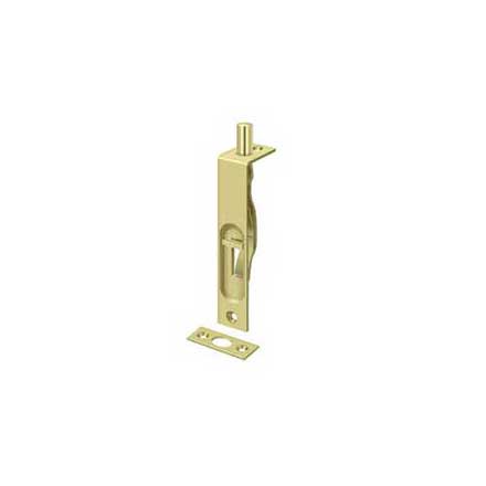 Deltana [4FBS3] Solid Brass Door Flush Bolt - Polished Brass Finish - 4&quot; L