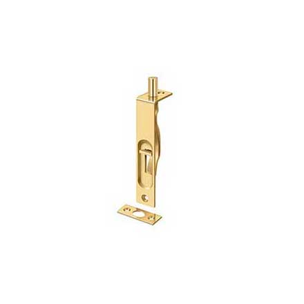 Deltana [4FBSCR003] Solid Brass Door Flush Bolt - Polished Brass (PVD) Finish - 4&quot; L