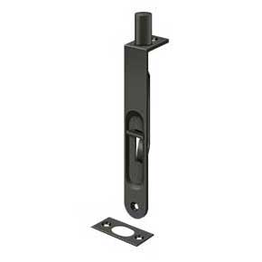 Deltana [6FBR10B] Solid Brass Door Flush Bolt - Round Plate - Oil Rubbed Bronze Finish - 6" L