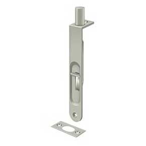Deltana [6FBR15] Solid Brass Door Flush Bolt - Round Plate - Brushed Nickel Finish - 6" L
