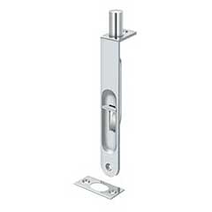 Deltana [6FBR26] Solid Brass Door Flush Bolt - Round Plate - Polished Chrome Finish - 6&quot; L