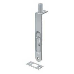 Deltana [6FBR26D] Solid Brass Door Flush Bolt - Round Plate - Brushed Chrome Finish - 6" L