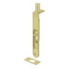 Deltana [6FBR3] Solid Brass Door Flush Bolt - Round Plate - Polished Brass Finish - 6&quot; L