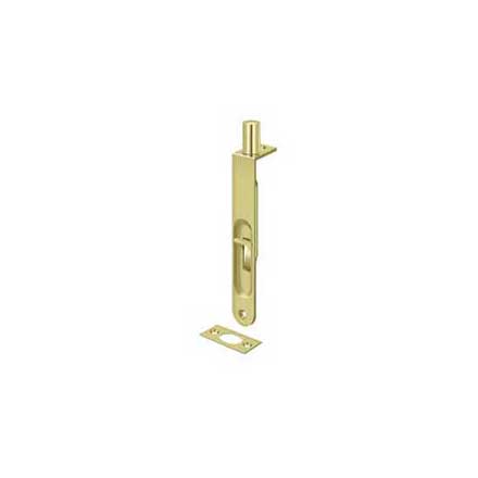 Deltana [6FBR3] Solid Brass Door Flush Bolt - Round Plate - Polished Brass Finish - 6&quot; L