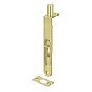 Deltana [6FBR3] Solid Brass Door Flush Bolt - Round Plate - Polished Brass Finish - 6" L