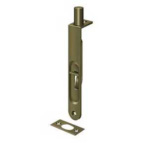 Deltana [6FBR5] Solid Brass Door Flush Bolt - Round Plate - Antique Brass Finish - 6" L