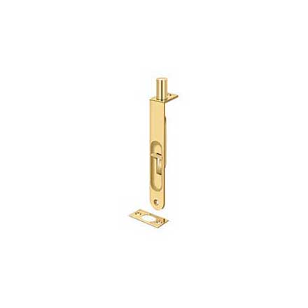 Deltana [6FBRCR003] Solid Brass Door Flush Bolt - Round Plate - Polished Brass (PVD) Finish - 6&quot; L