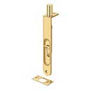 Deltana [6FBRCR003] Solid Brass Door Flush Bolt - Round Plate - Polished Brass (PVD) Finish - 6&quot; L
