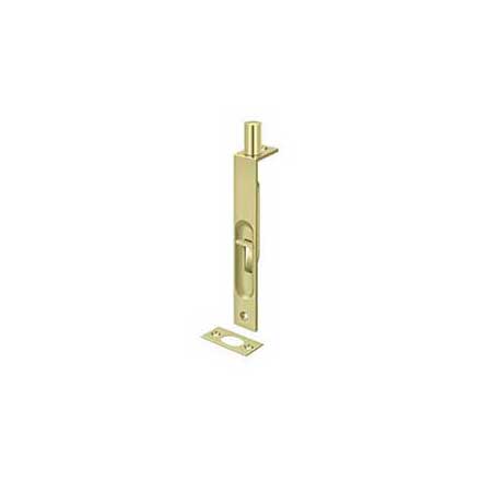 Deltana [6FBS3-UNL] Solid Brass Door Flush Bolt - Polished Brass (Unlacquered) Finish - 6" L