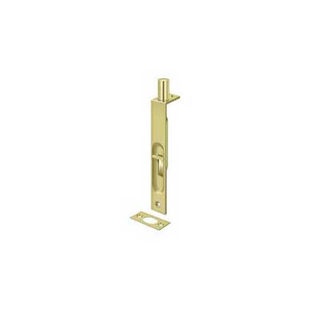 Deltana [6FBS3] Solid Brass Door Flush Bolt - Polished Brass Finish - 6&quot; L