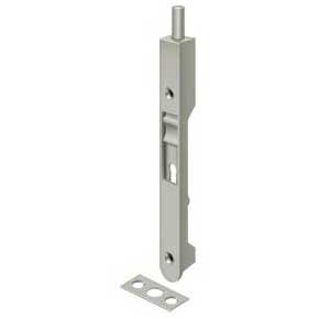 Deltana [7FBR15] Solid Brass Door Flush Bolt - Round Plate - Brushed Nickel Finish - 7" L