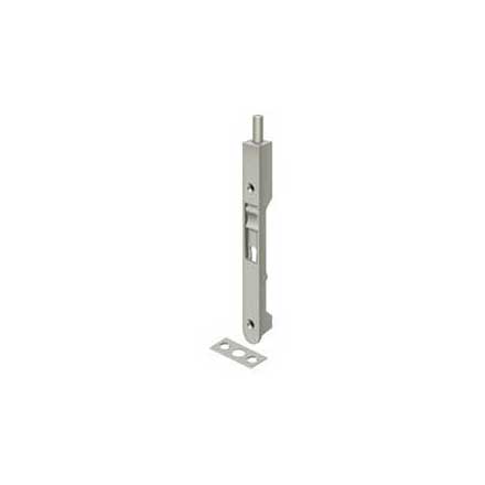 Deltana [7FBR15] Solid Brass Door Flush Bolt - Round Plate - Brushed Nickel Finish - 7" L