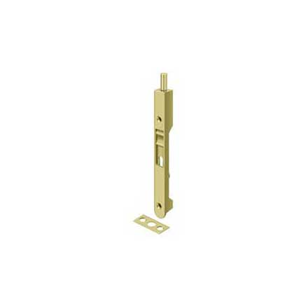 Deltana [7FBR3] Solid Brass Door Flush Bolt - Round Plate - Polished Brass Finish - 7&quot; L