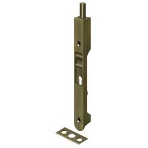 Deltana [7FBR5] Solid Brass Door Flush Bolt - Round Plate - Antique Brass Finish - 7" L