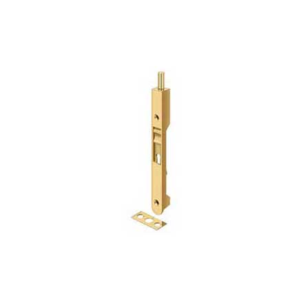 Deltana [7FBRCR003] Solid Brass Door Flush Bolt - Round Plate - Polished Brass (PVD) Finish - 7&quot; L