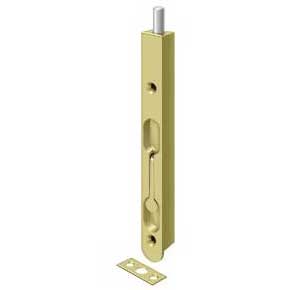 Deltana [7FBZ3] Die Cast Zinc Door Flush Bolt - Round Plate - Polished Brass Finish - 7" L
