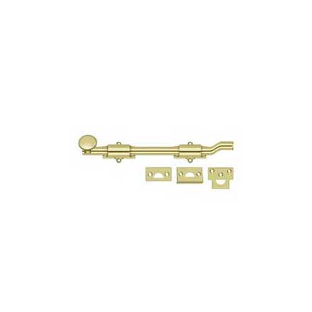 Deltana [FPG103] Solid Brass Door Slide Bolt - Offset - Traditional - Polished Brass Finish - 10&quot; L