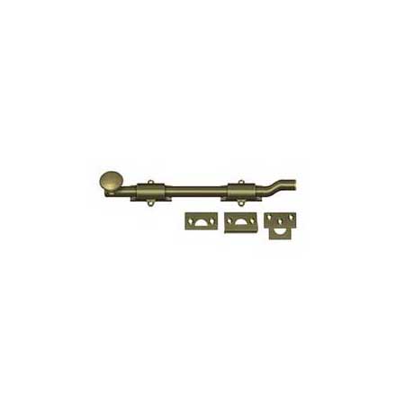 Deltana [FPG105] Solid Brass Door Slide Bolt - Offset - Traditional - Antique Brass Finish - 10&quot; L