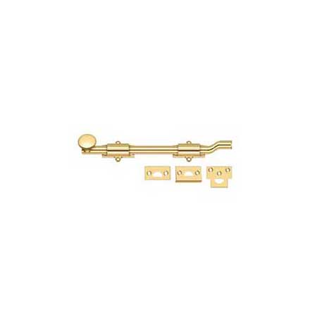 Deltana [FPG10CR003] Solid Brass Door Slide Bolt - Offset - Traditional - Polished Brass (PVD) Finish - 10&quot; L