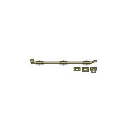 Deltana [FPG185] Solid Brass Door Slide Bolt - Offset - Traditional - Antique Brass Finish - 18" L