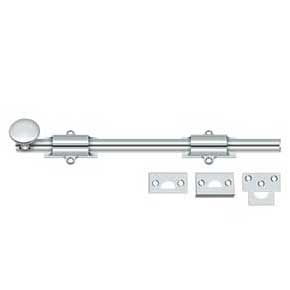 Deltana [12SB26] Solid Brass Door Slide Bolt - Surface - Traditional - Polished Chrome Finish - 12" L