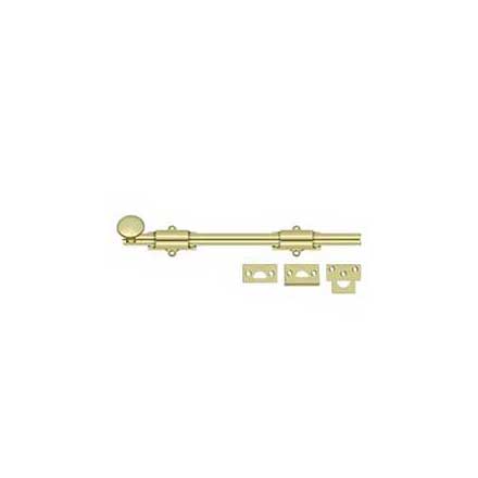 Deltana [12SB3-UNL] Solid Brass Door Slide Bolt - Surface - Traditional - Polished Brass (Unlacquered) Finish - 12&quot; L