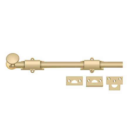 Deltana [12SB4] Solid Brass Door Slide Bolt - Surface - Traditional - Brushed Brass Finish - 12" L
