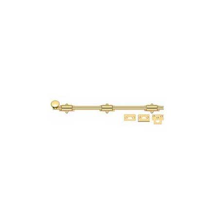 Deltana [18SB003] Solid Brass Door Slide Bolt - Surface - Traditional - Polished Brass (PVD) Finish - 18&quot; L