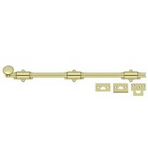 Deltana [18SB3-UNL] Solid Brass Door Slide Bolt - Surface - Traditional - Polished Brass (Unlacquered) Finish - 18" L