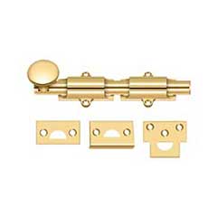 Deltana [6SB003] Solid Brass Door Slide Bolt - Surface - Traditional - Polished Brass (PVD) Finish - 6&quot; L