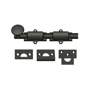 Deltana [6SB10B] Solid Brass Door Slide Bolt - Surface - Traditional - Oil Rubbed Bronze Finish - 6" L