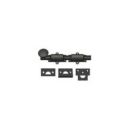 Deltana [6SB10B] Solid Brass Door Slide Bolt - Surface - Traditional - Oil Rubbed Bronze Finish - 6" L