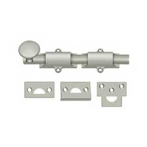 Deltana [6SB15] Solid Brass Door Slide Bolt - Surface - Traditional - Brushed Nickel Finish - 6" L