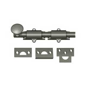 Deltana [6SB15A] Solid Brass Door Slide Bolt - Surface - Traditional - Antique Nickel Finish - 6" L