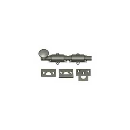 Deltana [6SB15A] Solid Brass Door Slide Bolt - Surface - Traditional - Antique Nickel Finish - 6" L