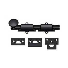 Deltana [6SB19] Solid Brass Door Slide Bolt - Surface - Traditional - Paint Black Finish - 6" L