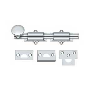 Deltana [6SB26] Solid Brass Door Slide Bolt - Surface - Traditional - Polished Chrome Finish - 6" L