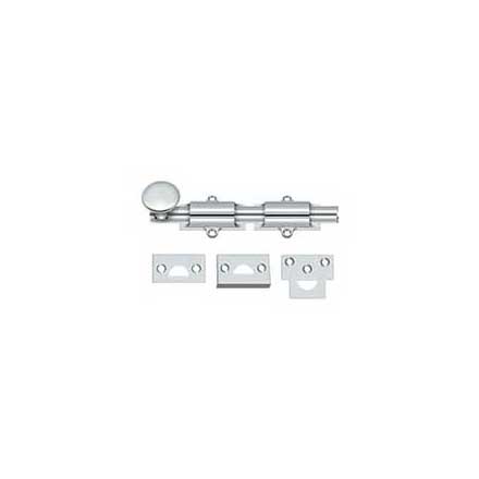 Deltana [6SB26] Solid Brass Door Slide Bolt - Surface - Traditional - Polished Chrome Finish - 6" L