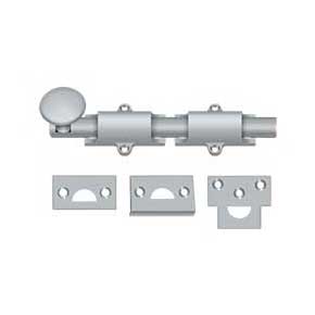 Deltana [6SB26D] Solid Brass Door Slide Bolt - Surface - Traditional - Brushed Chrome Finish - 6" L