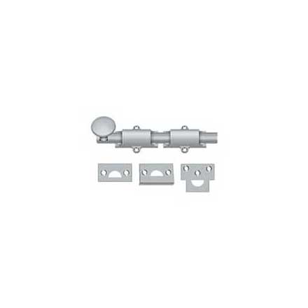 Deltana [6SB26D] Solid Brass Door Slide Bolt - Surface - Traditional - Brushed Chrome Finish - 6" L