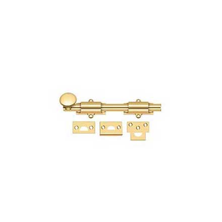 Deltana [8SB003] Solid Brass Door Slide Bolt - Surface - Traditional - Polished Brass (PVD) Finish - 8&quot; L