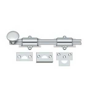 Deltana [8SB26] Solid Brass Door Slide Bolt - Surface - Traditional - Polished Chrome Finish - 8" L