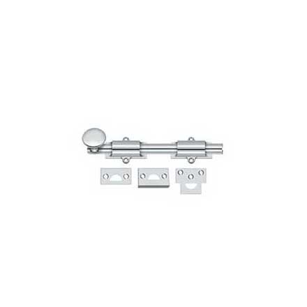 Deltana [8SB26] Solid Brass Door Slide Bolt - Surface - Traditional - Polished Chrome Finish - 8" L