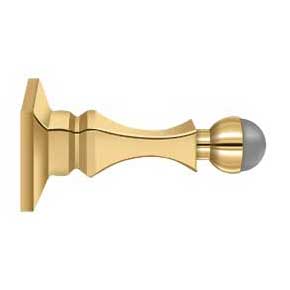 Deltana [BDH35CR003] Solid Brass Door Baseboard Bumper - Heavy Duty - Polished Brass (PVD) Finish - 3 5/8" L
