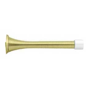 Deltana [SDS375U3] Steel Door Baseboard Bumper - Heavy Duty Spring - Polished Brass Finish - 3 3/4" L